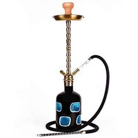 29" 1 Hose Hookah Complete Set Combo Kit Large 73cm Glass Shisha Hookah Set Portable Narghile Sheesha Square Molasses Single Shisha, Black (Color : Gold)