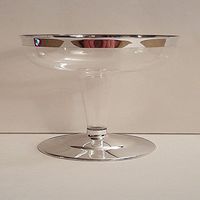 Disposable Plastic Wine Cups, Clear w/ Silver Base and Rim (20)