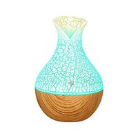 AWEPOL 130ml Vase Shape Essential Oil Diffuser with LED Lights Wood Grain Aromatherapy Diffuser Cool Mist Humidifier BPA-Free for Pregnant Women and Infants Air Freshener (14.5X10.2CM, Multicolor)