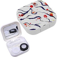 Portable Contact Lens Case Box Travel Kit Mirror + Bottle + Tweezers Container Holder [ Watercolor Floral ]