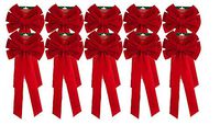 Black Duck Brand Christmas Holiday Giant Red Velvet Bows 26" Long 10" Wide (10 Red Velvet Bows)