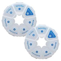 Yootop 2Pcs Weekly Pill Case 7 Compartment Medicine Tablet Box Clear Round Pill Organizer Container for Home or Travel