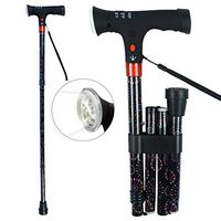 D.S.CARE Foldable Cane - 5-Level Height Adjustable,Portable Walking Cane,aluminium print- firework walking sticks,Comfortable ABS Black Handles with LED Light,adjusts from 33 to 37 inch,Print Firework