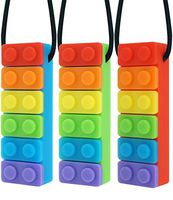 Panny & Mody Sensory Chew Necklaces Chewable Jewelry for Boys and Girls(3 Pack), Silicone Rainbow Pendant Sticks Autism Chewing Toys Set for Kids Oral Sensory Motor Aids