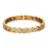 Gold Titanium CZ Zircon Magnetic Therapy Health Bracelet for Arthritis Pain Relief Womens