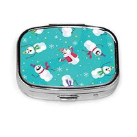 Cute Snowman Custom Fashion Rectangle Pill Box Compact 2 Space Tablet Holder Pocket Purse Organizer Case Decoration Box