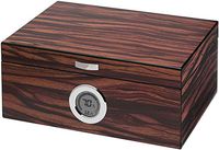 Visol Brawley Macassar Finish Cigar Humidor with Free Laser Engraved Metal Plate (Diamond Monogram)