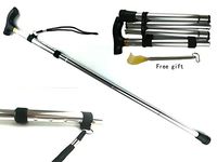 DELIGHTSHOP19 Aluminum Walking Stick Tip Rubber Metal Cane Adjustable Folding Collapsible Travel Hiking (Gold)