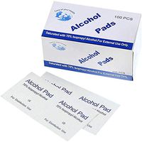 Alcohol Pads, 100Pcs Alcohol Prep Pads Wipes, Individually Wrapped Alcohol Wipes Pack for Smartphone & Portable Devices Cleaning, Thick Alcohol Swabs Myopia Lens Wipes, 75% Alcohol Cotton Pads