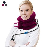 Neck Traction, Cervical Neck Traction Device, LEMBO DIRECT Air Neck Therapy Inflatable & Adjustable Stretcher Collar Brace Spine Alignment Pillow for Neck Shoulder Back Head Spine Pain Relief, Red