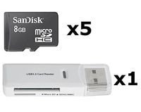 5 PACK - SanDisk 8GB MicroSD HC Memory Card SDSDQAB-008G (Bulk Packaging) LOT OF 5