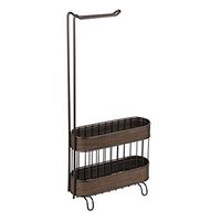 iDesign Twillo Free Standing Toilet Paper Holder and Newspaper and Magazine Rack for Bathroom - Bronze
