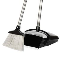 Qunweidi Extendable Broom and Dustpan Set, Durable & Light Weight Broom and Dust pan Combo with Long Handle Flip-Lock Dust Pan & Lobby Broom