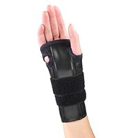 OTC Reversible Wrist Splint Cock-Up Adjustable Support Elastic Glove, Black, Large