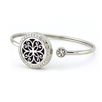 AZORA Essential Oil Diffuser Bracelet Stainless Steel Slide Locket Charm with 8 Refill Pads Jewelry Gift (Flower Oil Bracelet)