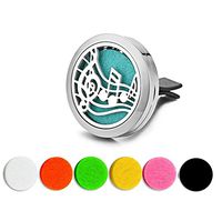 YOYONY Car Air Freshener Aromatherapy Essential Oil Diffuser Vent Clip Fragrance Air Purifier Stainless Steel Magnetic Locket 6 Colorful Felt Refill Pads,Best Gifts for Drivers. (Music Notes)