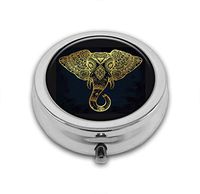 Pill Box,Elephant Pill Organizer with 3 Compartments Silver 2.1 Inches Portable Vitamin Pill Case for Pocket Purse