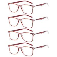 Reading Glasses set of 4 Great Value Spring Hinge Colorful Readers Men and Women Glasses for Reading (4 Red Stripe, 4.5)