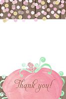 30 Blank Thank You Cards Pumpkin Fall Autumn Girl Baby Shower or Baby Sprinkle Gold Pink Glitter Wood Rustic + 30 White Envelopes