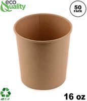 16 oz Disposable Kraft Paper Soup Containers [50 PACK] - Pint Ice Cream Containers, Frozen Yogurt Cups, Restaurant, Microwavable, Take out, Food Storage, Recyclable