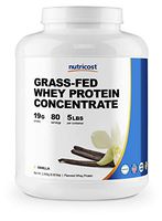 Nutricost Grass-Fed Whey Protein Concentrate (Vanilla) 5LBS - Undenatured, Non-GMO, Gluten Free, Natural Flavors