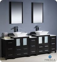 Fresca Bath FVN62-72ES-VSL Torino 84" Double Sink Vanity with 3 Side Cabinets and Sinks, Espresso