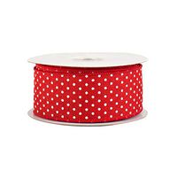 Red Swiss Dots Wired Ribbon - 1 1/2" x 10 Yards, Valentine's Day, Christmas Gift Wrapping Decor, Presents, Wreaths, Garland, Swag, Gift Basket Decorations
