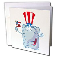 3dRose Cute Patriotic Elephant Cartoon Republican - Greeting Cards, 6 x 6", Set of 12 (gc_118608_2)