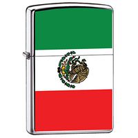 Zippo Custom Lighter Mexico Flag High Polish Chrome Finish