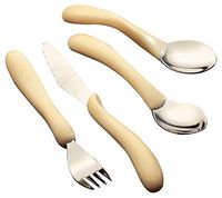 Homecraft Caring Cutlery Set, Silverware, Dinnerware for Home, Kitchen or Restaurant, Ergonomic Stainless Steel Eating Cutlery and Utensil Package with Knife, Fork, Spoon, and Teaspoon for Weak Grip