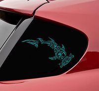 Slap-Art Tribal Hammerhead Shark Vinyl Decal Sticker (Teal)
