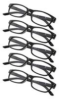 5-pack Vintage Reading Glasses with Spring Hinges (Black,+1.75)