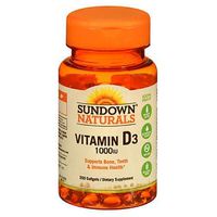Sundown Naturals High Potency D3 Vitamin D 1000 IU Softgels 200 ea