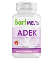 BariMelts ADEK, Dissolvable Bariatric Vitamins, Natural Strawberry Flavor, 60 Fast Melting Tablets