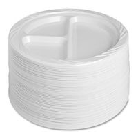 Genuine Joe Platic Plates,3 Sections,Reuse/Disposable,9"Round,125/PK,WE (10425)