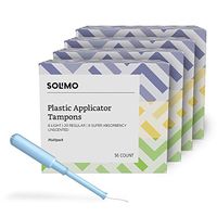 Amazon Brand - Solimo Plastic Applicator Tampons, Light Absorbency Multipack, Light/Regular/Super Absorbency, Unscented, 144 Count (4 packs of 36)