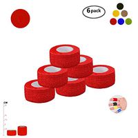 Self Adherent Wrap Tape Medical Cohesive Bandages Flexible Stretch Athletic Strong Elastic First Aid Tape for Sports Sprain Swelling and Soreness on Wrist and Ankle 6 Pack 1Inch X 5Yards(red)