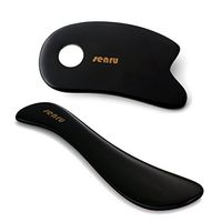 Gua Sha Scraper Massage Tool Made with Smooth Buffalo Horn Great Tools Sets for SPA Acupuncture Therapy Trigger Point Treatment on Face, Back, Arm,Pack of 2