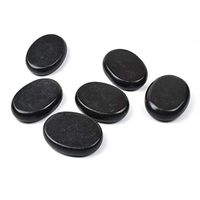 Windfulogo 6Pcs Hot Massage Stones Set Natural Basalt Heated Warmer Stone for Spa Massage 2.36 x 3.14in (6x8cm)2