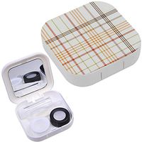 Portable Contact Lens Case Box Travel Kit Mirror + Bottle + Tweezers Container Holder [ Tartan Traditional Checkered British Fabric ]