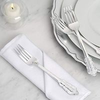 Efavormart 24 Pack | 8" Metallic Silver Baroque Disposable Cutlery Plastic Forks for Wedding Party Banquet Events Candy Buffet