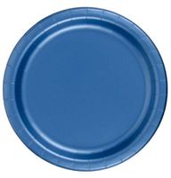 24 Plates 9" Paper Dinner Lunch Plates Wax Coated - Royal Blue