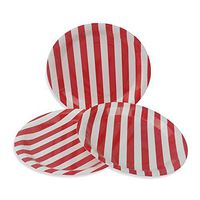 Red Stripe Paper Plates 36pcs - 9inch Biodegradable Round Party Plates for Cakes, Dessert, Snack, Fruits