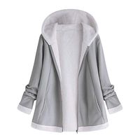 Ros1ock Women's Sweaters Plush Warm Coat Jacket Pocket Zipper Long Sleeve Hoodie Solid Casual Tops Gray
