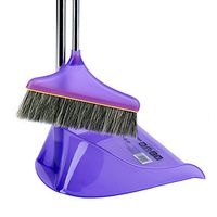 Hellofishly Comfortable Grip Duster and Broom Set Fashion Assistant,Long Handle Broom and Dustpan Set,Efficient Cleaning (Purple)