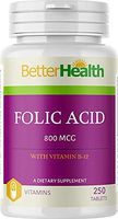 Woohoo Natural Folic Acid 800mcg + B-12 25mcg Vegetarian 250 Tablets 800 Mcg