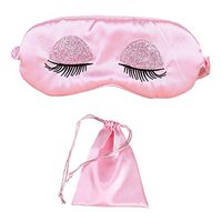 Ayygift Sweet Girl's Satin Eye Mask Long Eyelash Embroidered Eye Cover Sleeping Eyeshade with Portable Pouch