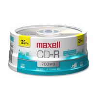 Maxell CD Recordable Media - CD-R - 48x - 700 MB - 25 Pack Spindle - 120mm1.33 Hour Maximum Recording Time