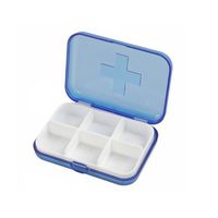 Generic 6-Slot Medicine Case Card Medical Pill Drug Jewelry Coin Box Caddy Home Camping(Blue)