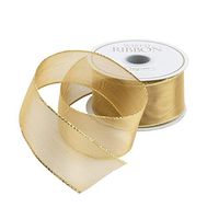 Caspari Metallic Gold Trimmed Wired Ribbon - 24 Foot Spool